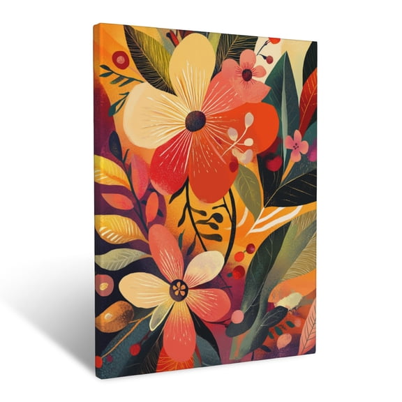 CozyNet Abstract Floral And Botanical Shapes In Rich Gradient Tones And Bold Outlines Wall Art Prints With Frame Canvas Perfect for Living Room & Bedroom, Ready to Hang, Wall Decor 12"x16"in