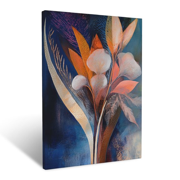 CozyNet Abstract Floral Arrangement With Bold Natural Forms, Overlapping Petals & Curves Wall Art Prints With Frame Canvas Perfect for Living Room & Bedroom, Ready to Hang, Wall Decor 16"x20"in