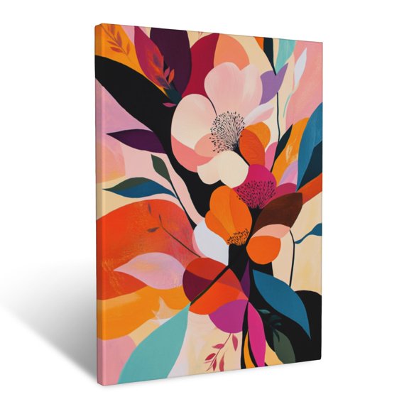 CozyNet Abstract Floral Art With Dynamic Natural Forms, Bold Colors & Organic Plant Patterns Wall Art Prints With Frame Canvas Perfect for Living Room & Bedroom, Ready to Hang, Wall Decor 12"x16"in