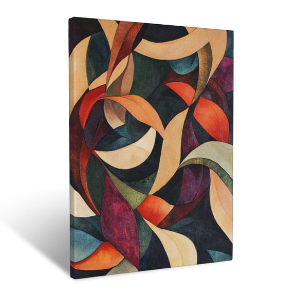 CozyNet Abstract Representation Of Intertwining Vines, Petals And Leaves In Rich Colors Wall Art Prints With Frame Canvas Perfect for Living Room & Bedroom, Ready to Hang, Wall Decor 12"x16"in