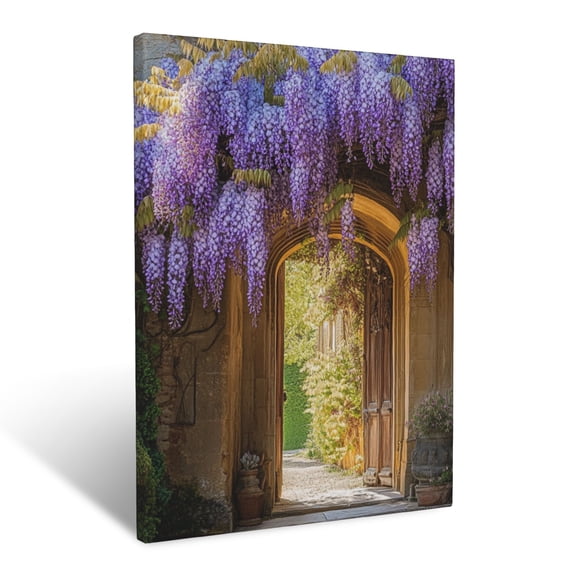 CozyNet Abundant Wisteria Vines Draping Gracefully Over An Archway Wall Art Prints With Frame Canvas Perfect for Living Room & Bedroom, Ready to Hang, Wall Decor 12"x16"in