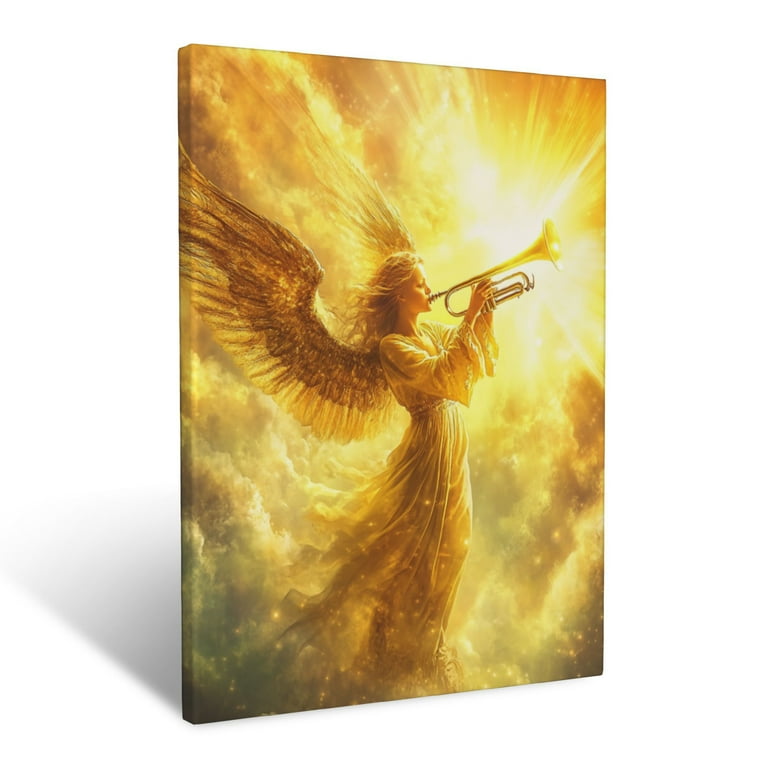 CozyNet An Angel Blowing A Trumpet Surrounded By Golden Beams Of