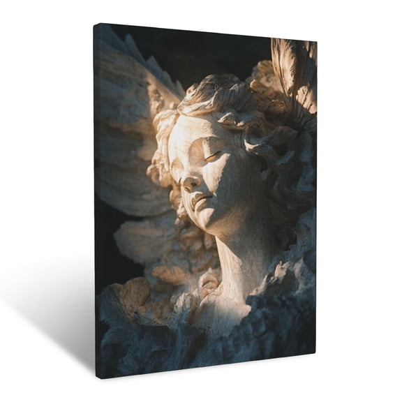 CozyNet Angel Lifting Glowing Rays Of Sunlight Radiant Figure Symbolizing Hope & Divine Glory Wall Art Prints With Frame Canvas Perfect for Living Room & Bedroom, Ready to Hang, Wall Decor 12"x16"