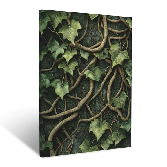 CozyNet Artistic Depiction Of Ivy Vines Climbing With Intertwining Stems & Leaves Wall Art Prints With Frame Canvas Perfect for Living Room & Bedroom, Ready to Hang, Wall Decor 12"x16"in