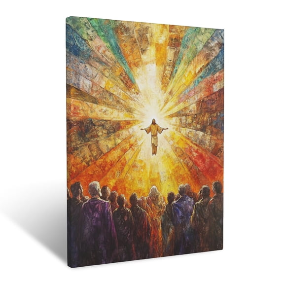 CozyNet The Ascension Of Christ Radiant Glory & Disciples Gazing Heavenward Wall Art Prints With Frame Canvas Perfect for Living Room & Bedroom, Ready to Hang, Wall Decor 12"x16"