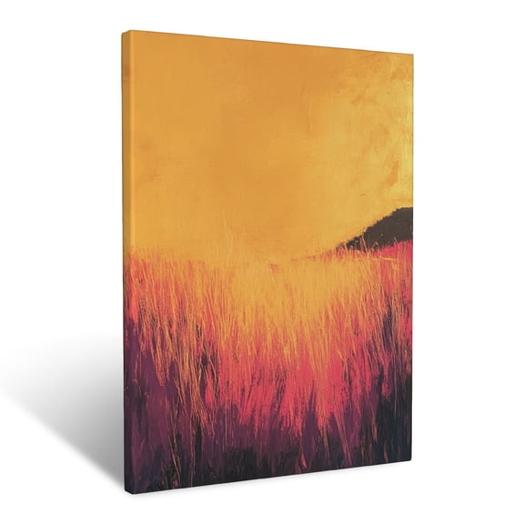 CozyNet Blooming Fields Of Lavender Gently Moving In A Golden Sunset Breeze Wall Art Prints With Frame Canvas Perfect for Living Room & Bedroom, Ready to Hang, Wall Decor 12"x16"in