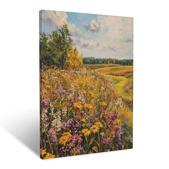 CozyNet Blooming Prairie Landscape Alive With Goldenrod & Wild Asters Wall Art Prints With Frame Canvas Perfect for Living Room & Bedroom, Ready to Hang, Wall Decor 12"x16"in
