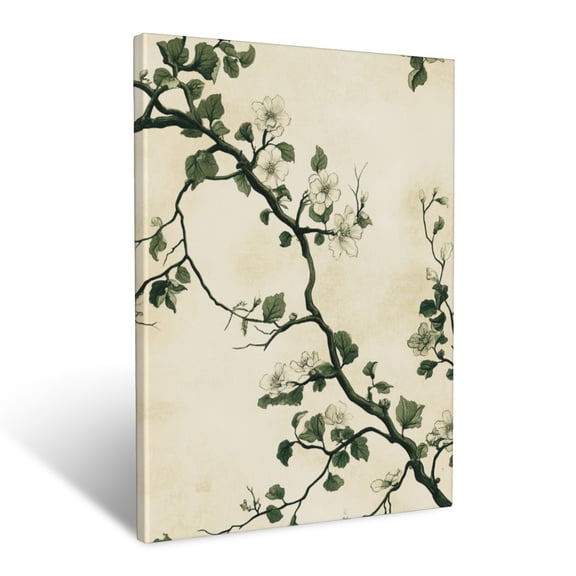 CozyNet Botanical Design Of Stylized Flowering Branches And Finely Detailed Natural Forms Wall Art Prints With Frame Canvas Perfect for Living Room & Bedroom, Ready to Hang, Wall Decor 12"x16"in