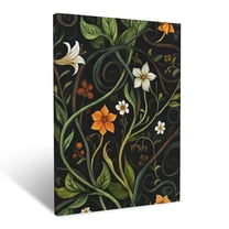 CozyNet Botanical Pattern Of Interwoven Blossoms, Herbs & Sprigs With Earthy Accents Wall Art Prints With Frame Canvas Perfect for Living Room & Bedroom, Ready to Hang, Wall Decor 12"x16"in