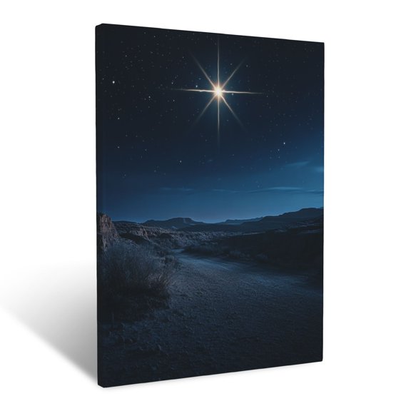 CozyNet A Bright Guiding Star Shining Over A Quiet Desert During The Nativity Wall Art Prints With Frame Canvas Perfect for Living Room & Bedroom, Ready to Hang, Wall Decor 12"x16"