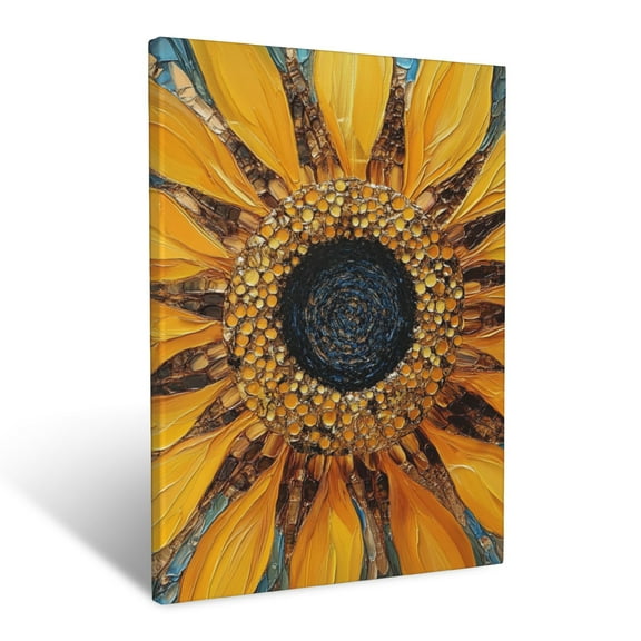 CozyNet Close Up Of Intricate Sunflower Center Framed By Radiant Golden Petals Wall Art Prints With Frame Canvas Perfect for Living Room & Bedroom, Ready to Hang, Wall Decor 16"x20"in