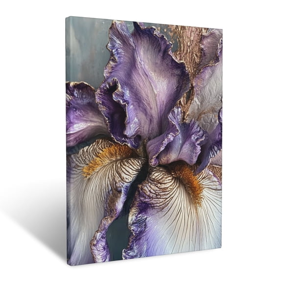 CozyNet Close Up Of Irises In Full Bloom With Rich, Velvety Petals Wall Art Prints With Frame Canvas Perfect for Living Room & Bedroom, Ready to Hang, Wall Decor 12"x16"in
