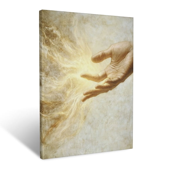 CozyNet The Creation Of Adam Divine Hand Reaching Out With Glowing Presence Wall Art Prints With Frame Canvas Perfect for Living Room & Bedroom, Ready to Hang, Wall Decor 12"x16"