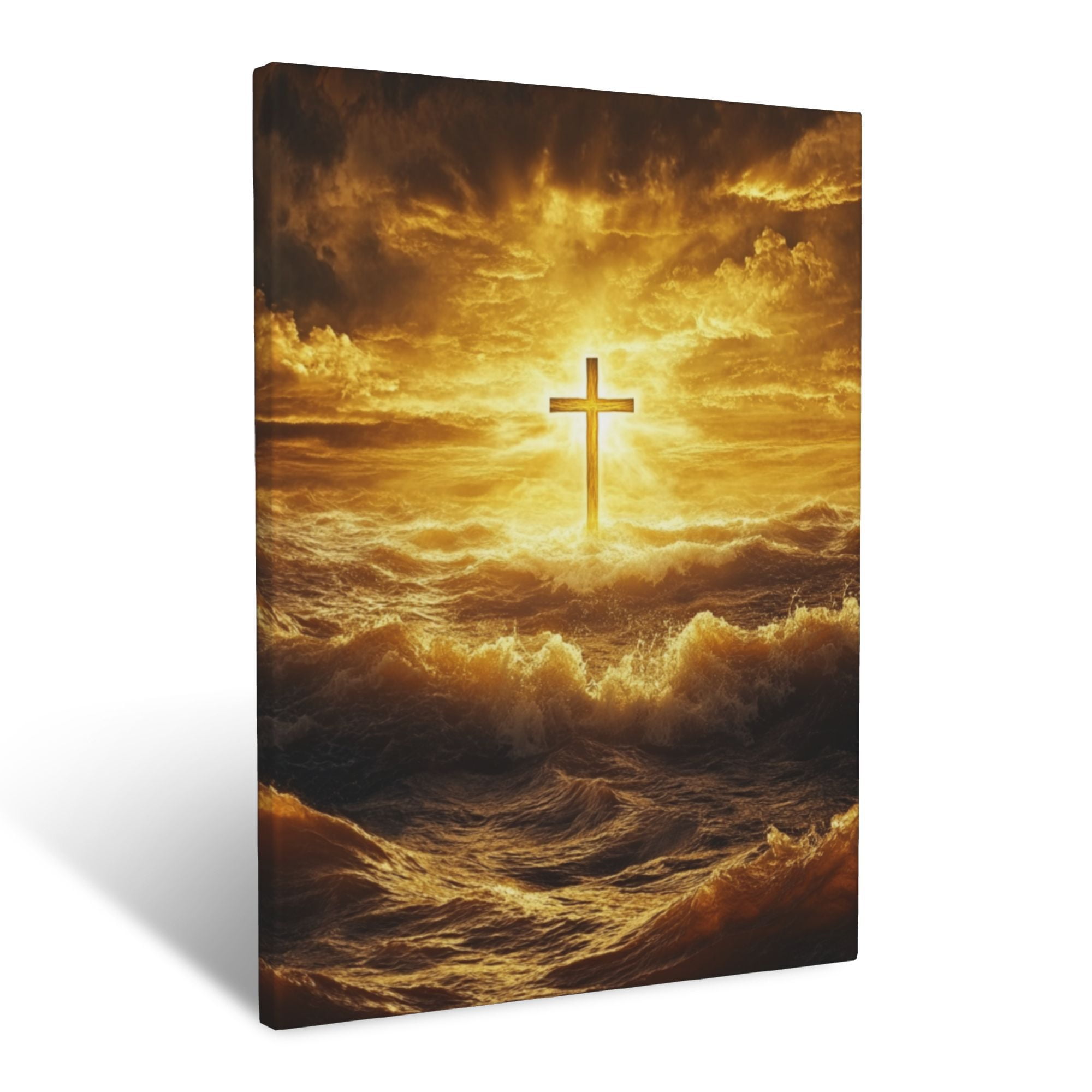 CozyNet Cross Glowing On A Horizon Of Golden Waves Symbolizing Eternal ...