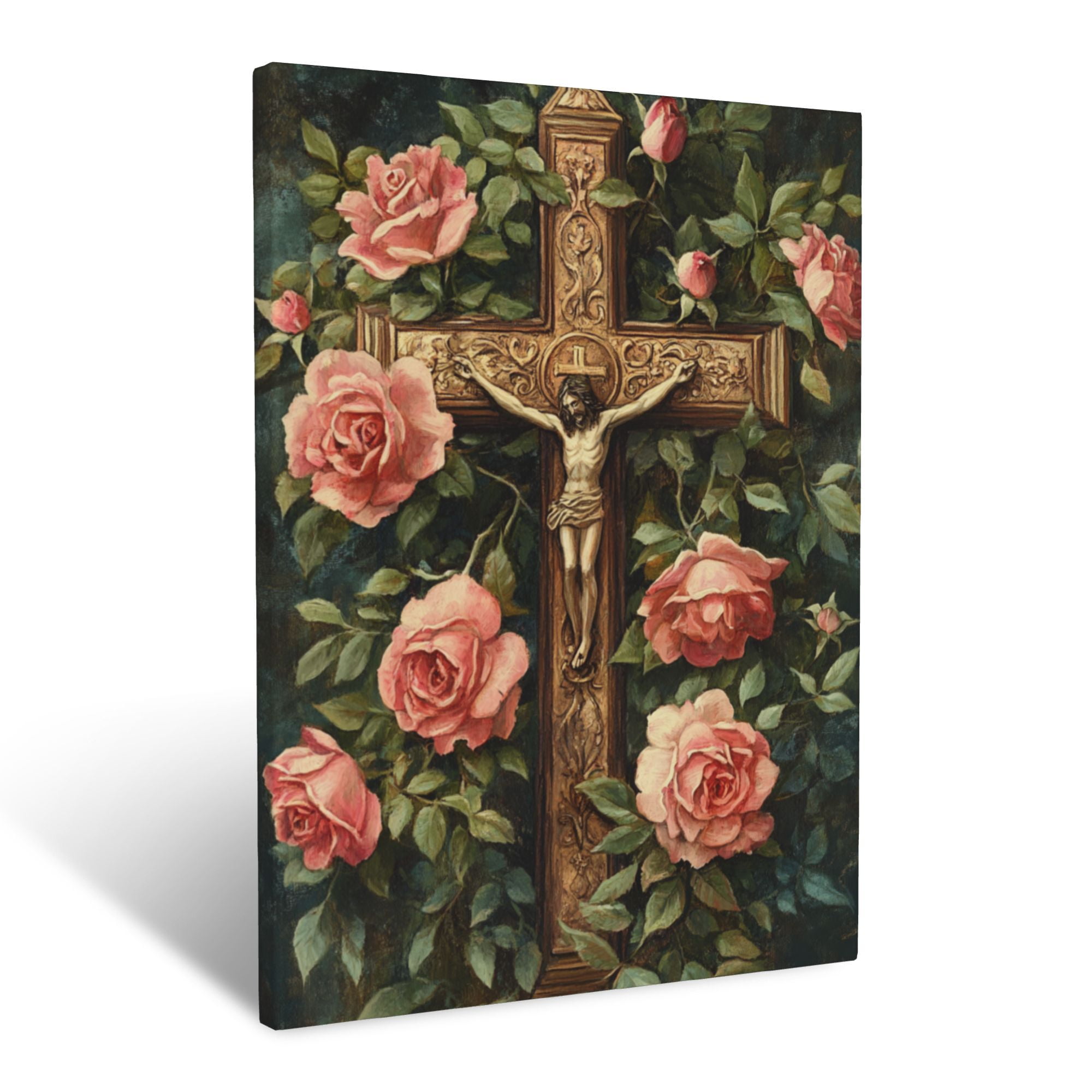 CozyNet Cross Surrounded By Blooming Roses Gentle Beauty & Sacred ...