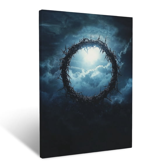 CozyNet Crown Of Thorns Glowing Under Moonlight Serene Symbol Of Eternal Love And Sacrifice Wall Art Prints With Frame Canvas Perfect for Living Room & Bedroom, Ready to Hang, Wall Decor 16"x20"