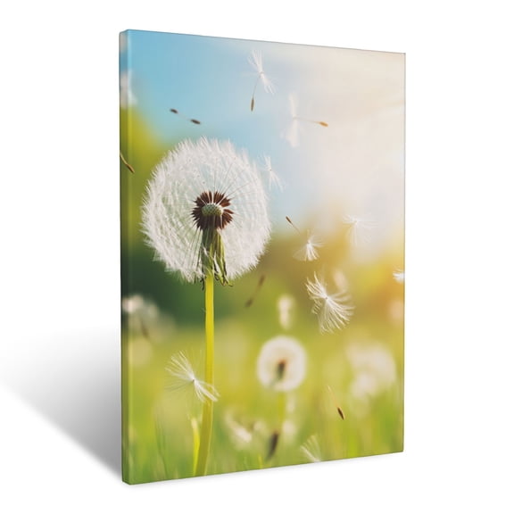 CozyNet Delicate Dandelion Seeds Floating Through The Air In Sunlight Wall Art Prints With Frame Canvas Perfect for Living Room & Bedroom, Ready to Hang, Wall Decor 12"x16"in
