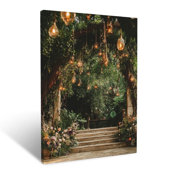 CozyNet Delicate Hanging Vines Draped Over A Hidden Botanical Archway In An Enchanted Setting Wall Art Prints With Frame Canvas Perfect for Living Room & Bedroom, Ready to Hang, Wall Decor 16"x20"in