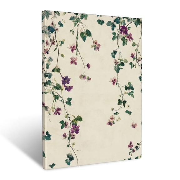 CozyNet Delicate Pattern Of Intertwined Ivy Vines And Scattered Wild Blooms Wall Art Prints With Frame Canvas Perfect for Living Room & Bedroom, Ready to Hang, Wall Decor 12"x16"in
