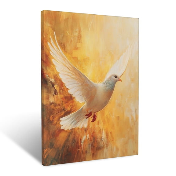 CozyNet Dove With Outstretched Wings, Flying Through A Golden Sunset Sky With Vibrant Rays Wall Art Prints With Frame Canvas Perfect for Living Room & Bedroom, Ready to Hang, Wall Decor 12"x16"
