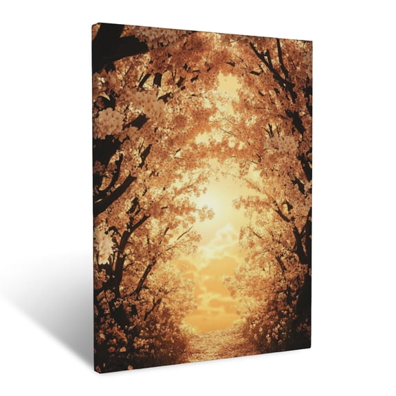 CozyNet Dreamlike Vision Of Blossoming Cherry Trees Framed By A Golden Sunrise Wall Art Prints With Frame Canvas Perfect for Living Room & Bedroom, Ready to Hang, Wall Decor 12"x16"in