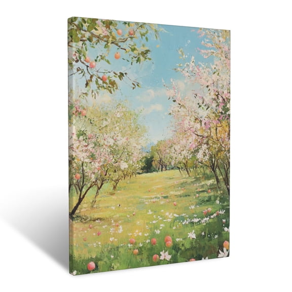 CozyNet Dreamy Spring Orchard Scene With Blossoming Apple And Pear Trees Wall Art Prints With Frame Canvas Perfect for Living Room & Bedroom, Ready to Hang, Wall Decor 12"x16"in