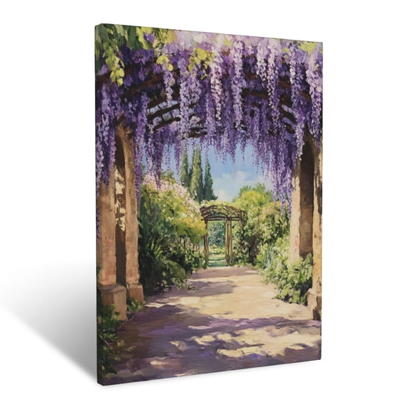 CozyNet Elegant Wisteria Vines Creating A Floral Canopy In A Hidden Garden Wall Art Prints With Frame Canvas Perfect for Living Room & Bedroom, Ready to Hang, Wall Decor 16"x20"in
