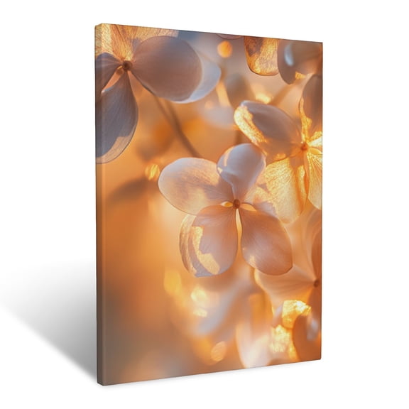 CozyNet Ethereal Scene Of Translucent Flower Petals Softly Glowing In Golden Twilight Light Wall Art Prints With Frame Canvas Perfect for Living Room & Bedroom, Ready to Hang, Wall Decor 12"x16"in