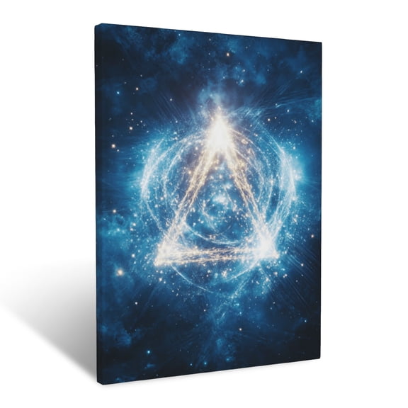 CozyNet A Glowing Alpha And Omega Symbol Surrounded By Stars And Radiant Light Wall Art Prints With Frame Canvas Perfect for Living Room & Bedroom, Ready to Hang, Wall Decor 12"x16"