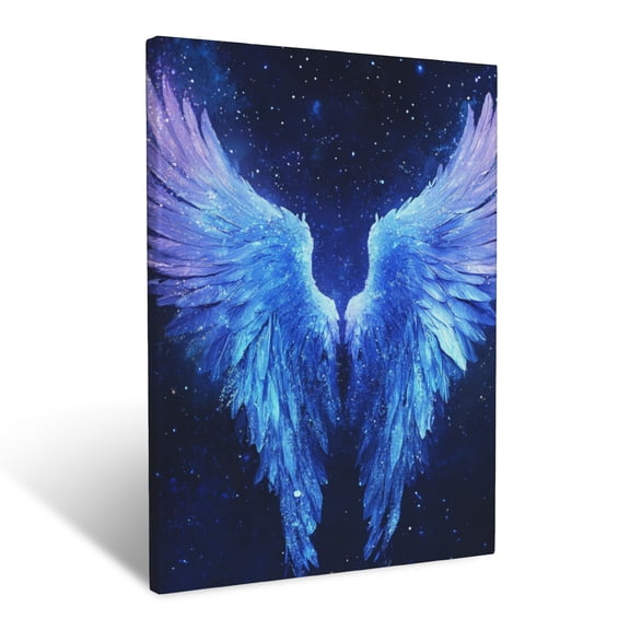 CozyNet Glowing Angel Wings Over A Starry Night Sky Celestial Protection & Divine Love Wall Art Prints With Frame Canvas Perfect for Living Room & Bedroom, Ready to Hang, Wall Decor 12"x16"