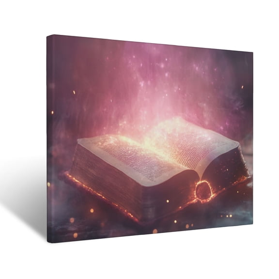 CozyNet Glowing Bible Resting In The Center Of Light, Symbolizing Divine Truth, Wisdom, And Love Wall Art Prints With Frame Canvas Perfect for Living Room & Bedroom, Ready to Hang, Wall Decor 16"x20"