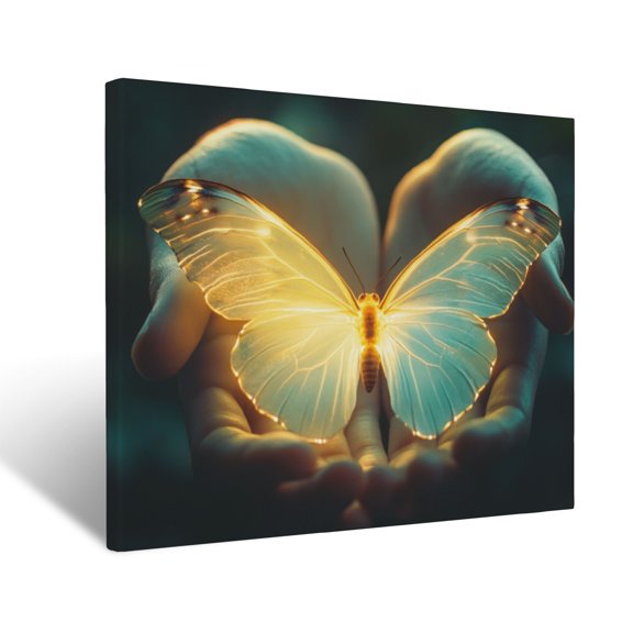 CozyNet Glowing Butterfly Emerging Vibrant Symbol Of Transformation, Rebirth & God Eternal Promises Wall Art Prints With Frame Canvas Perfect for Living Room & Bedroom, Wall Decor 12"x16"