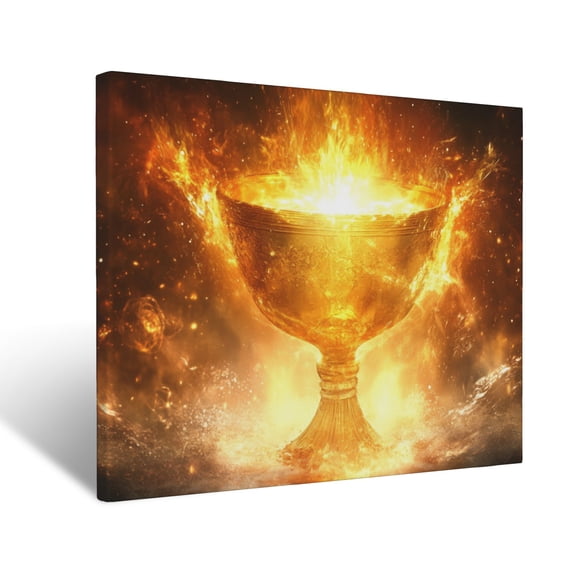 CozyNet Glowing Chalice Of Overflowing Light Sacred Image Symbolizing Grace, Renewal & Divine Love Wall Art Prints With Frame Canvas Perfect for Living Room & Bedroom, Wall Decor 12"x16"