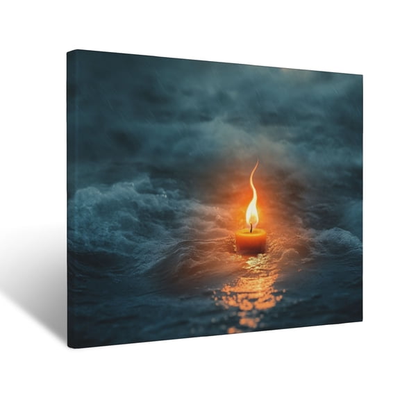 CozyNet Glowing Flame Burning Brightly In A Storm Radiant Light Symbolizing Faith, Hope & Perseveranc Wall Art Prints With Frame Canvas Perfect for Living Room & Bedroom, Wall Decor 16"x20"