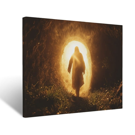 CozyNet Glowing Image Of The Resurrected Jesus Stepping Out Of The Empty Tomb, Surrounded By Light Wall Art Prints With Frame Canvas Perfect for Living Room & Bedroom, Wall Decor 12"x16"
