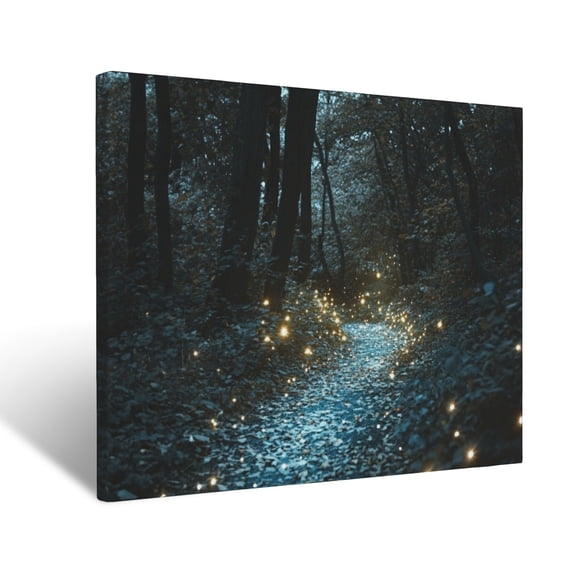 CozyNet Glowing Path Of Radiant Light Through A Forest Serene Image Symbolizing Guidance, Faith & Hop Wall Art Prints With Frame Canvas Perfect for Living Room & Bedroom, Wall Decor 12"x16"