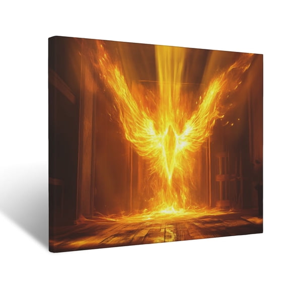 CozyNet Glowing Radiant Depiction Of The Holy Spirit Descending As Fire In A Room Wall Art Prints With Frame Canvas Perfect for Living Room & Bedroom, Ready to Hang, Wall Decor 16"x20"