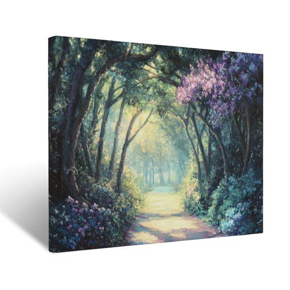 CozyNet Glowing Radiant Light Breaking Through A Forest Canopy Over A Peaceful Path Wall Art Prints With Frame Canvas Perfect for Living Room & Bedroom, Ready to Hang, Wall Decor 12"x16"
