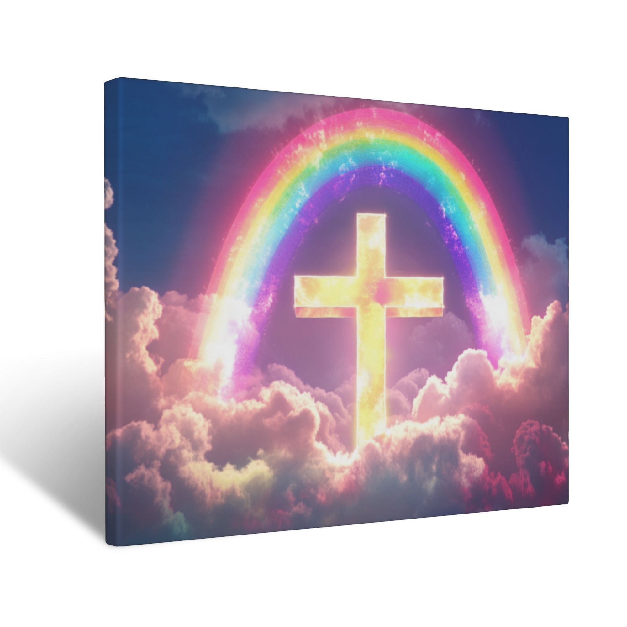 CozyNet Glowing Rainbow Encircling A Cross, Symbolizing God Covenant ...