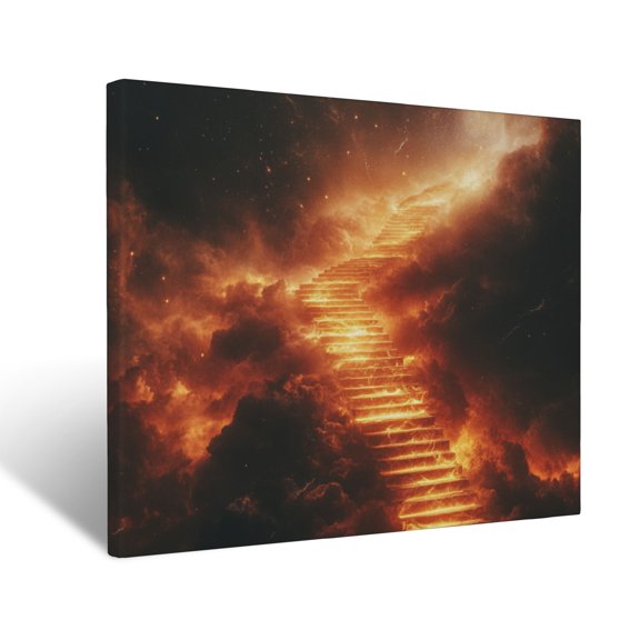 CozyNet Glowing Stairway Glowing Into Radiant Clouds Powerful Symbol Of Eternal Connection & Divine G Wall Art Prints With Frame Canvas Perfect for Living Room & Bedroom, Wall Decor 16"x20"