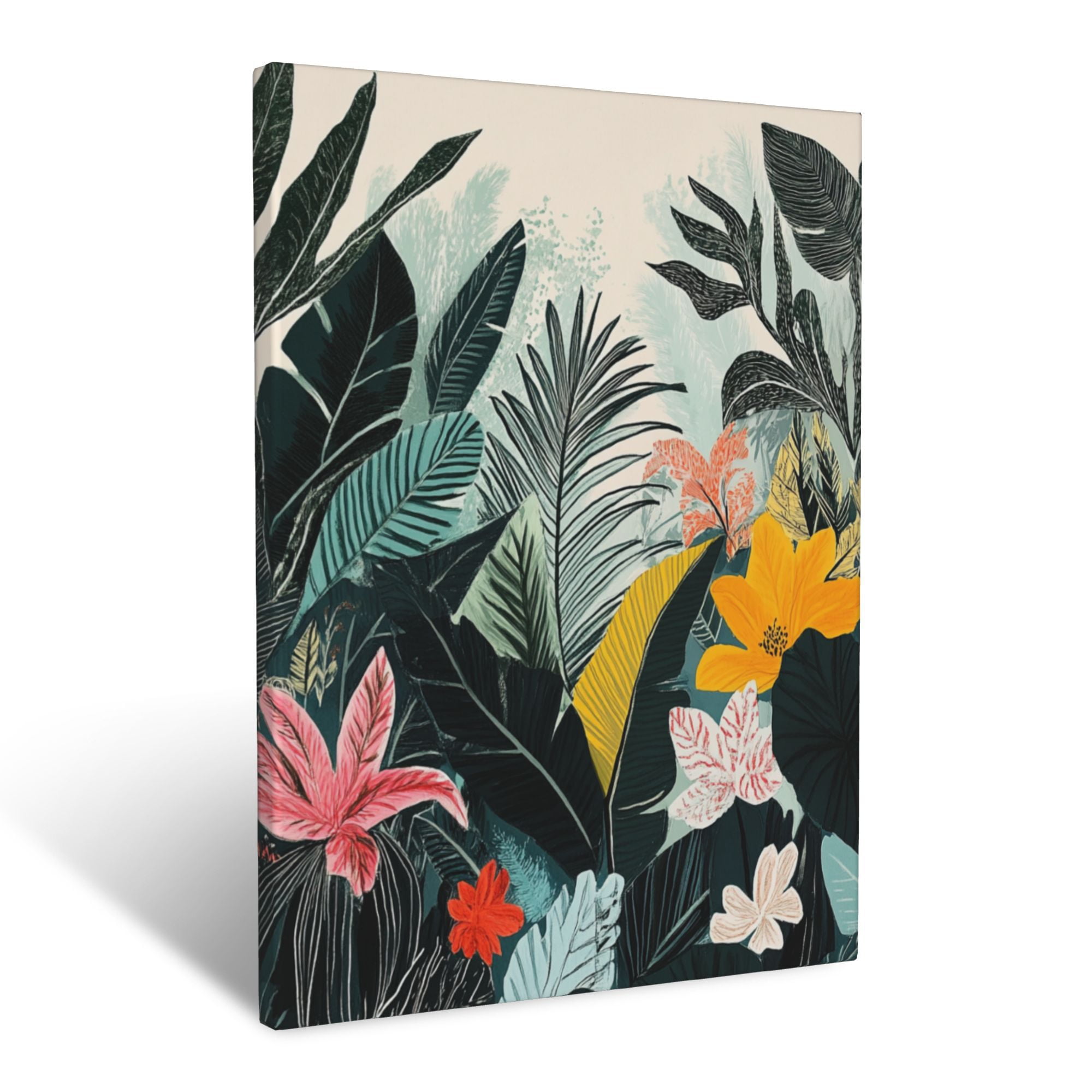 CozyNet Hand Drawn Tropical Scene Of Exotic Flora, Large Leafy Plants ...
