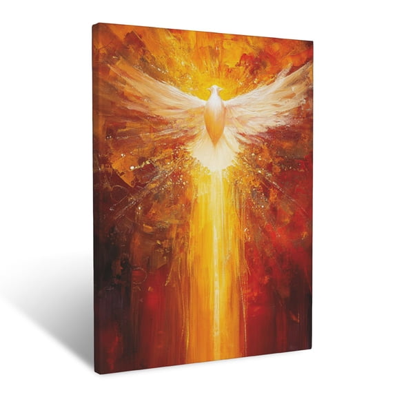 CozyNet Holy Spirit Descending In Fire A Radiant Moment Of Divine Empowerment & Presence Wall Art Prints With Frame Canvas Perfect for Living Room & Bedroom, Ready to Hang, Wall Decor 16"x20"