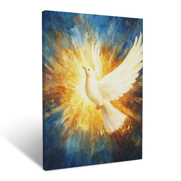 CozyNet Holy Spirit Descending In Flames Glowing Fire Symbolizing Divine Inspiration Wall Art Prints With Frame Canvas Perfect for Living Room & Bedroom, Ready to Hang, Wall Decor 16"x20"