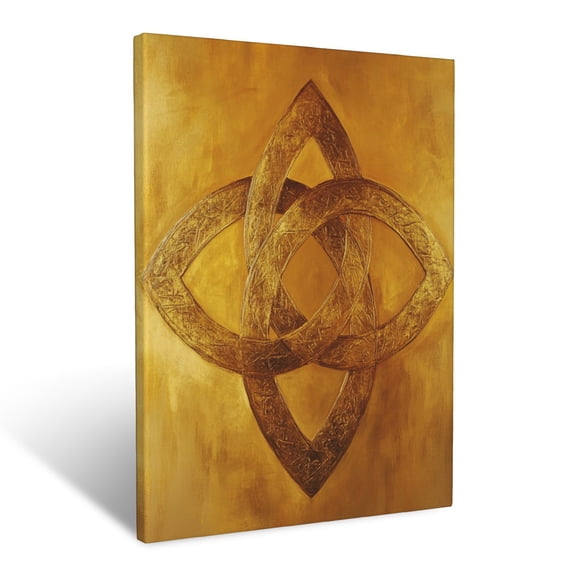 CozyNet The Holy Trinity Represented As Interlocking Symbols In Radiant Gold Wall Art Prints With Frame Canvas Perfect for Living Room & Bedroom, Ready to Hang, Wall Decor 16"x20"