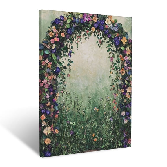 CozyNet Intricate Botanical Arch Made Of Flowering Vines & Ivy Wall Art Prints With Frame Canvas Perfect for Living Room & Bedroom, Ready to Hang, Wall Decor 16"x20"in