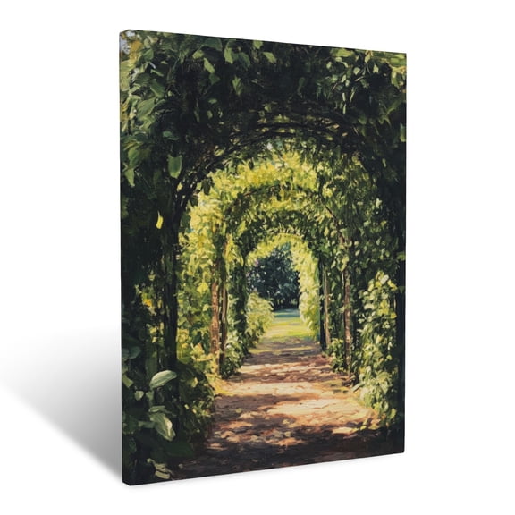 CozyNet Ivy Covered Arch In A Sun Dappled Botanical Maze Of Greenery Wall Art Prints With Frame Canvas Perfect for Living Room & Bedroom, Ready to Hang, Wall Decor 12"x16"in