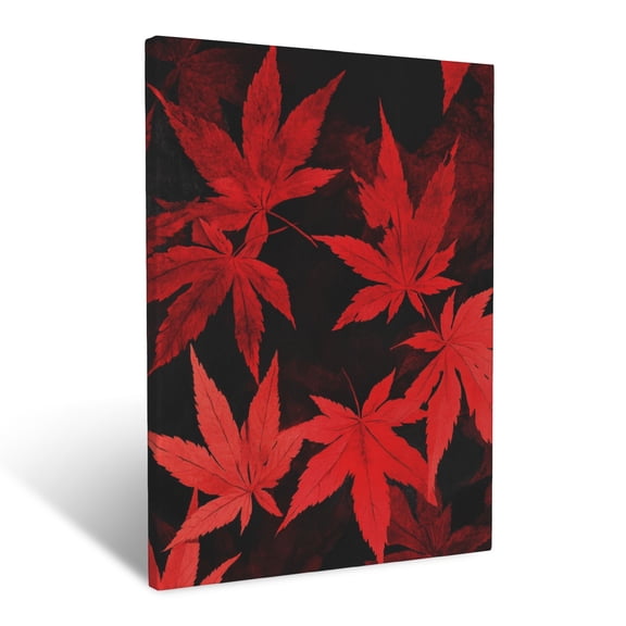 CozyNet Japanese Maple Leaves In Rich Crimson Hues During Autumn Wall Art Prints With Frame Canvas Perfect for Living Room & Bedroom, Ready to Hang, Wall Decor 12"x16"in