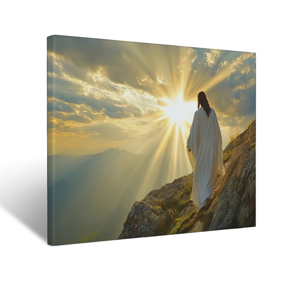 CozyNet Jesus Glowing With Glowing Rays Of Radiant Light On A Mountain Powerful Image Of Glory & Divi Wall Art Prints With Frame Canvas Perfect for Living Room & Bedroom, Wall Decor 12"x16"