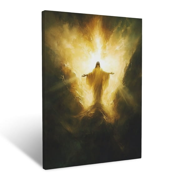 CozyNet Jesus As The Light Shining In Darkness Glowing Divine Hope & Peaceful Radiance Wall Art Prints With Frame Canvas Perfect for Living Room & Bedroom, Ready to Hang, Wall Decor 12"x16"