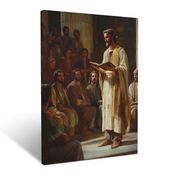 CozyNet Jesus Teaching In The Temple Wise Presence & Soft Light Highlighting Detail Wall Art Prints With Frame Canvas Perfect for Living Room & Bedroom, Ready to Hang, Wall Decor 12"x16"